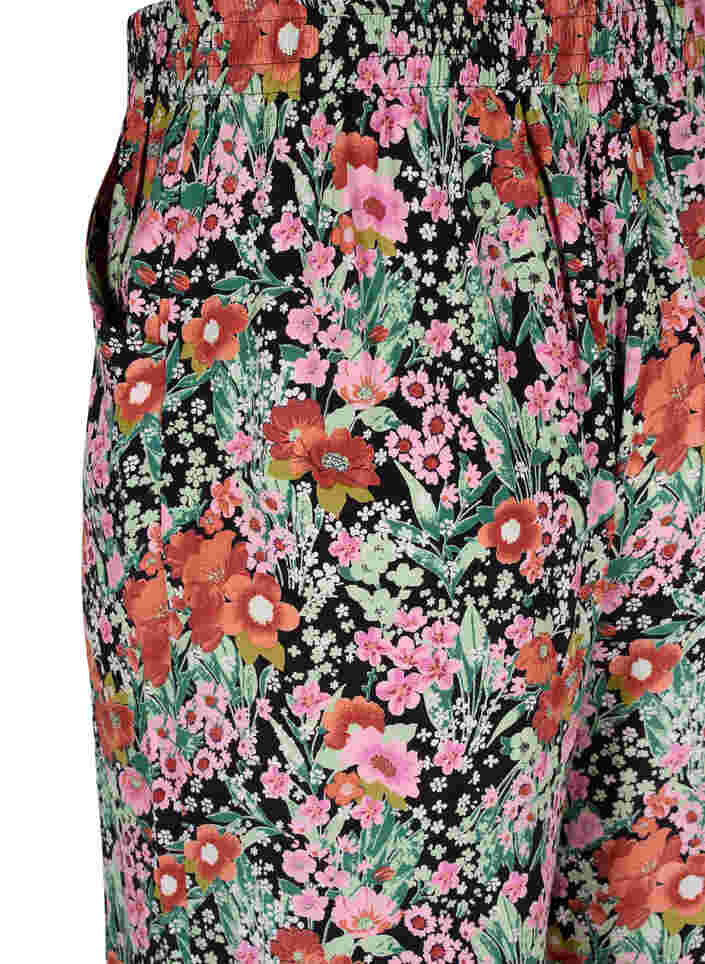 Blomstrete culottebukser med lommer, Green Flower AOP, Packshot image number 3