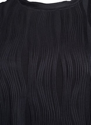 Zizzi Bluse med korte ermer og bølget tekstur, Svart, Packshot image number 2