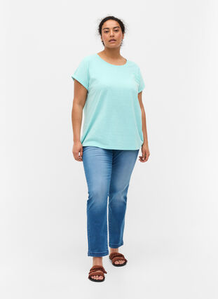 Melert T-skjorte i bomull, Aqua Splash Melange, Model image number 2