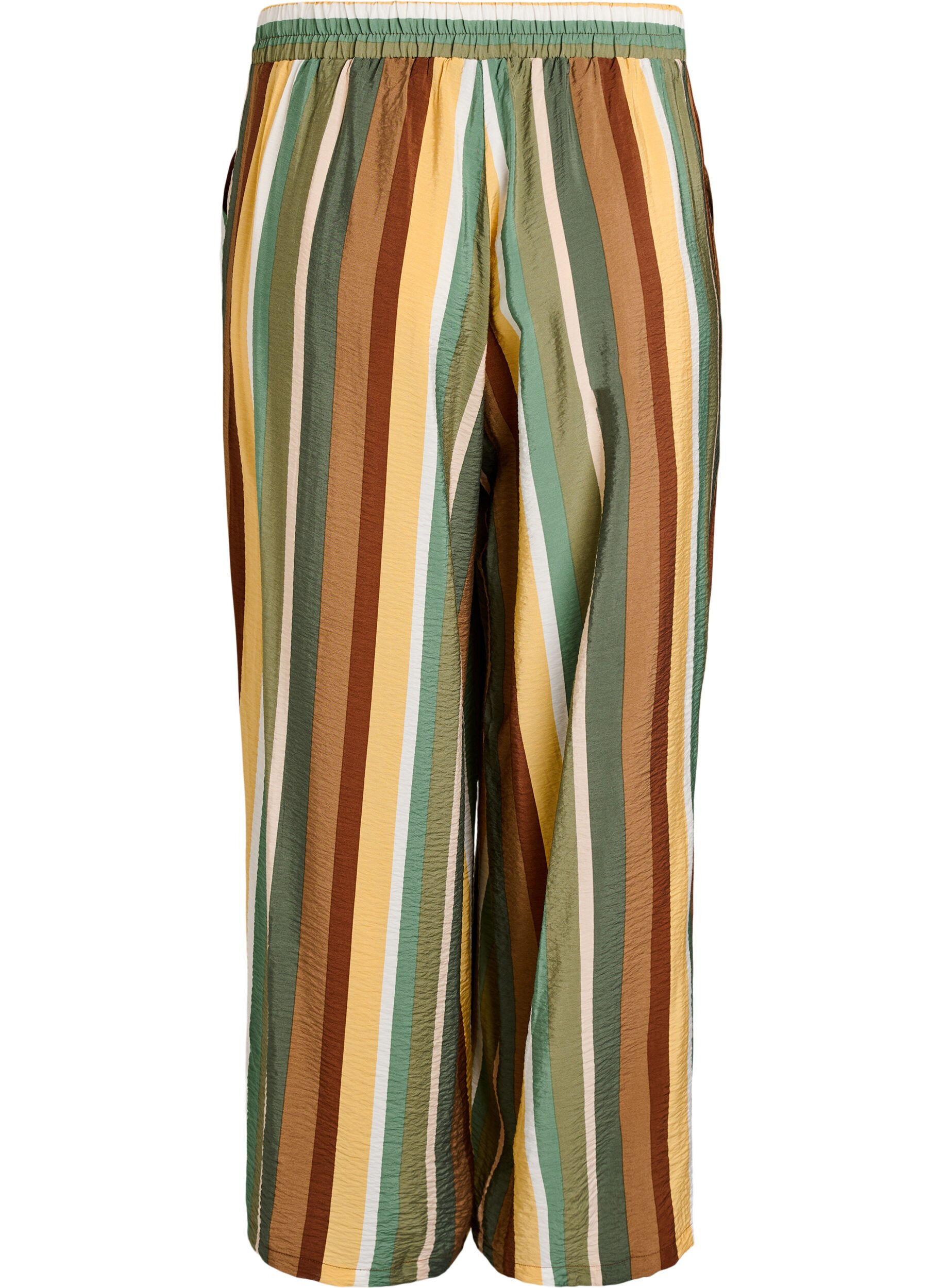 ZizziBukse i viskose med striper og loose fit, Brun, Packshot image number 1