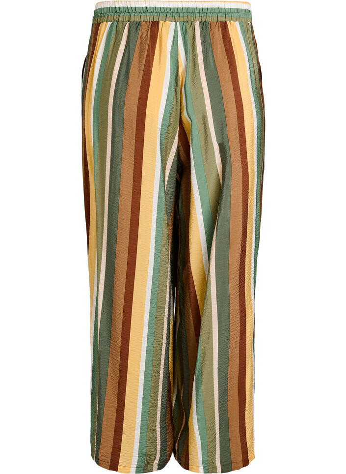 Bukse i viskose med striper og loose fit, Brun, Packshot image number 1