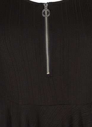 Viskosebluse med 3/4-ermer og glidelås, Black, Packshot image number 2