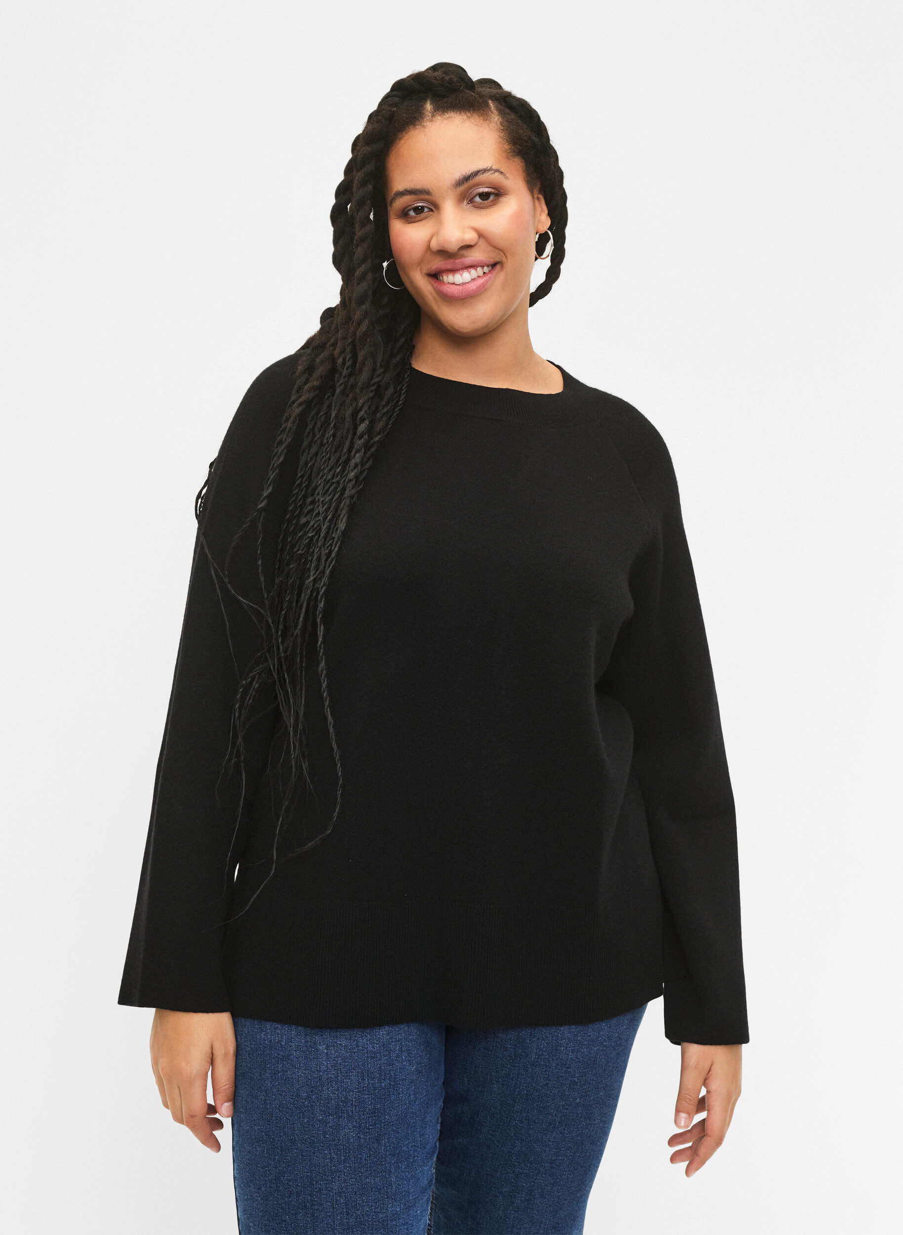 ZizziGenser i viskoseblanding med glidel&aring;s i siden	, Black, Model image number 0