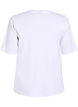 Ribbestrikket jerseybluse med korte ermer, Hvit, Packshot image number 1