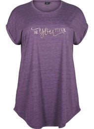 Kortermet nattkjole med teksttrykk, 