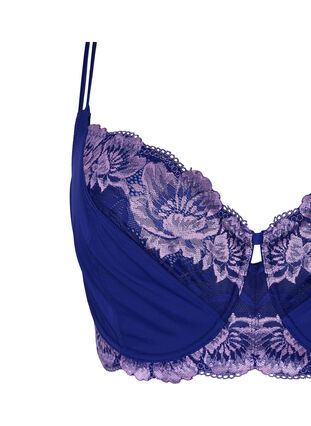 Zizzi Full cover BH med bøyle og blonder, Clematis Blue ASS, Packshot image number 2