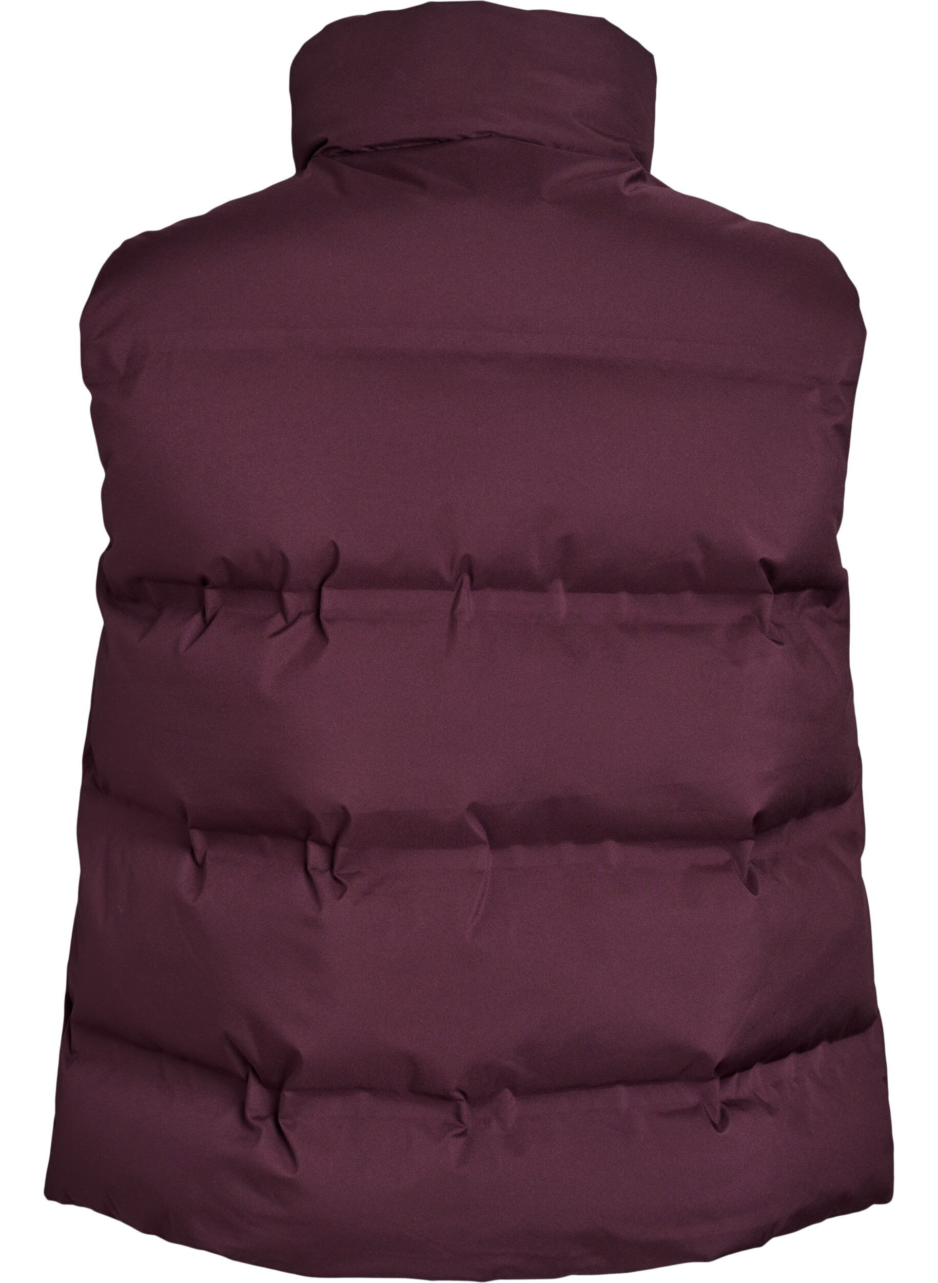 ZizziKort puffvest med h&oslash;y krage, M&oslash;rk Bordeaux, Packshot image number 1