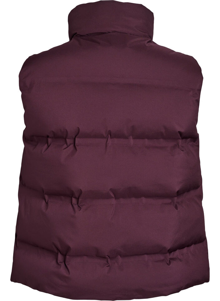 Kort puffvest med h&oslash;y krage, M&oslash;rk Bordeaux, Packshot image number 1