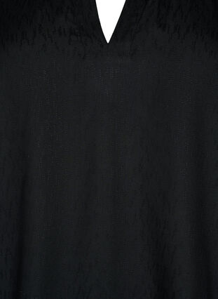 Kortermet bluse i viskose med V-hals, Black, Packshot image number 2