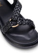 Lærsandal med flettede stropper og bred passform, Svart, Packshot image number 3