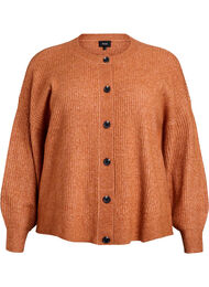 Ribbestrikket cardigan med knapper, Orange