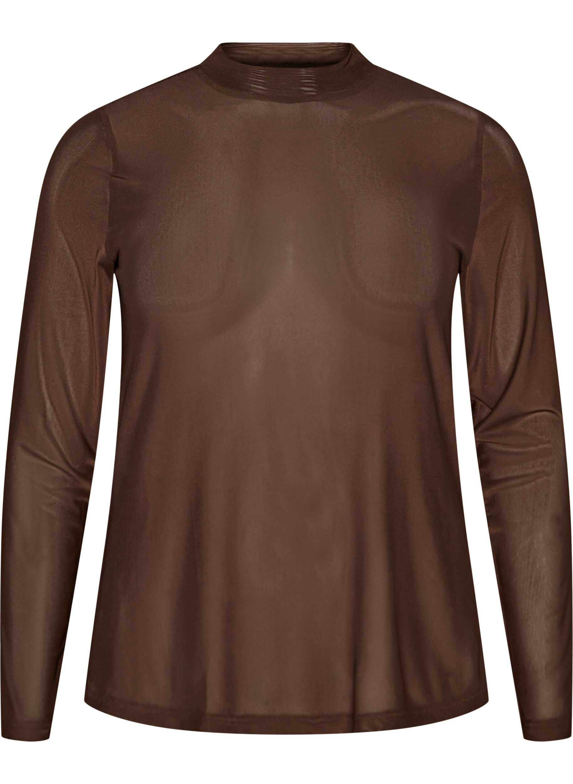 Tett sittende meshbluse med lange ermer