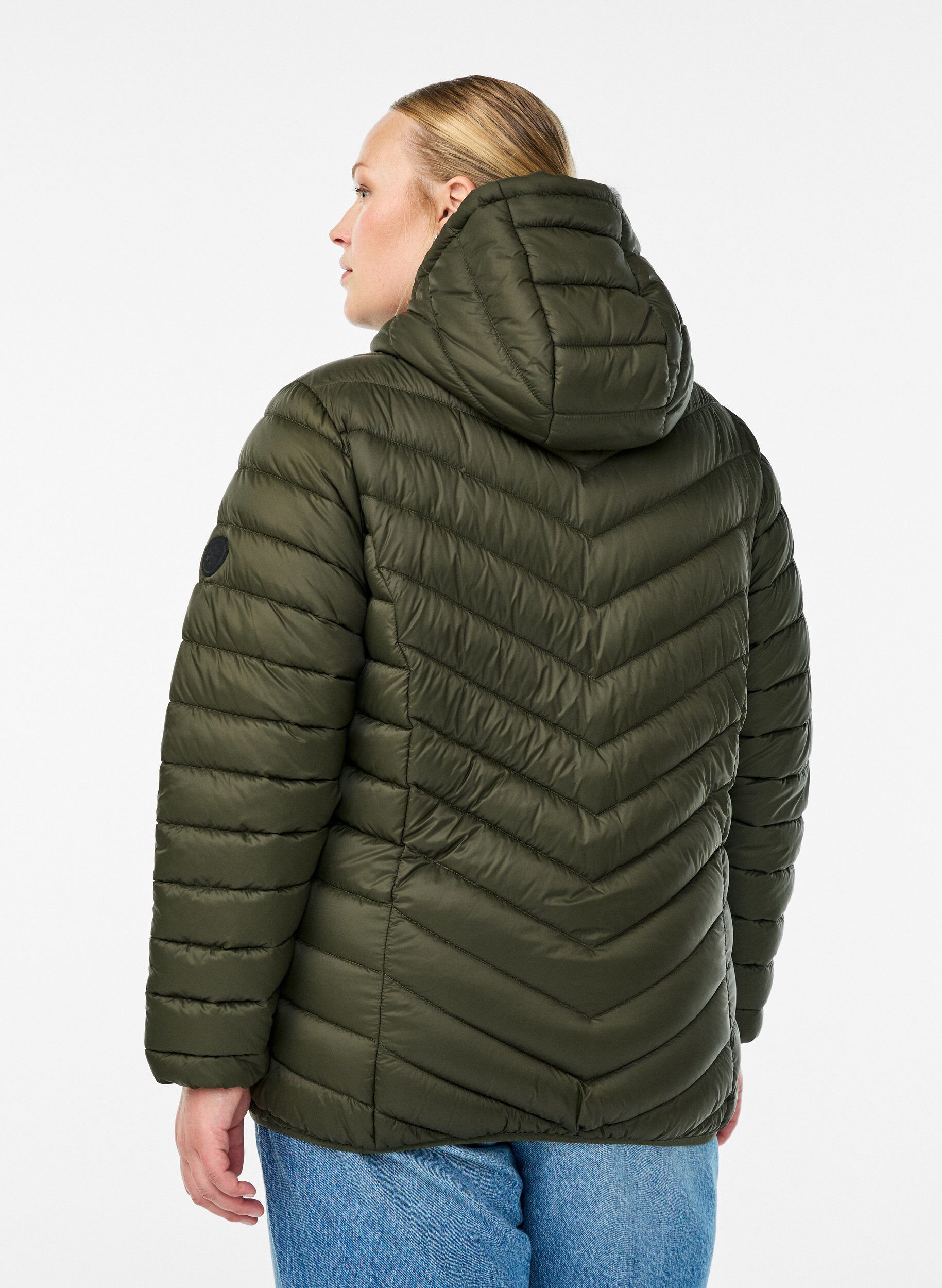 ZizziLett jakke med hette, Gr&oslash;nn, Model image number 2