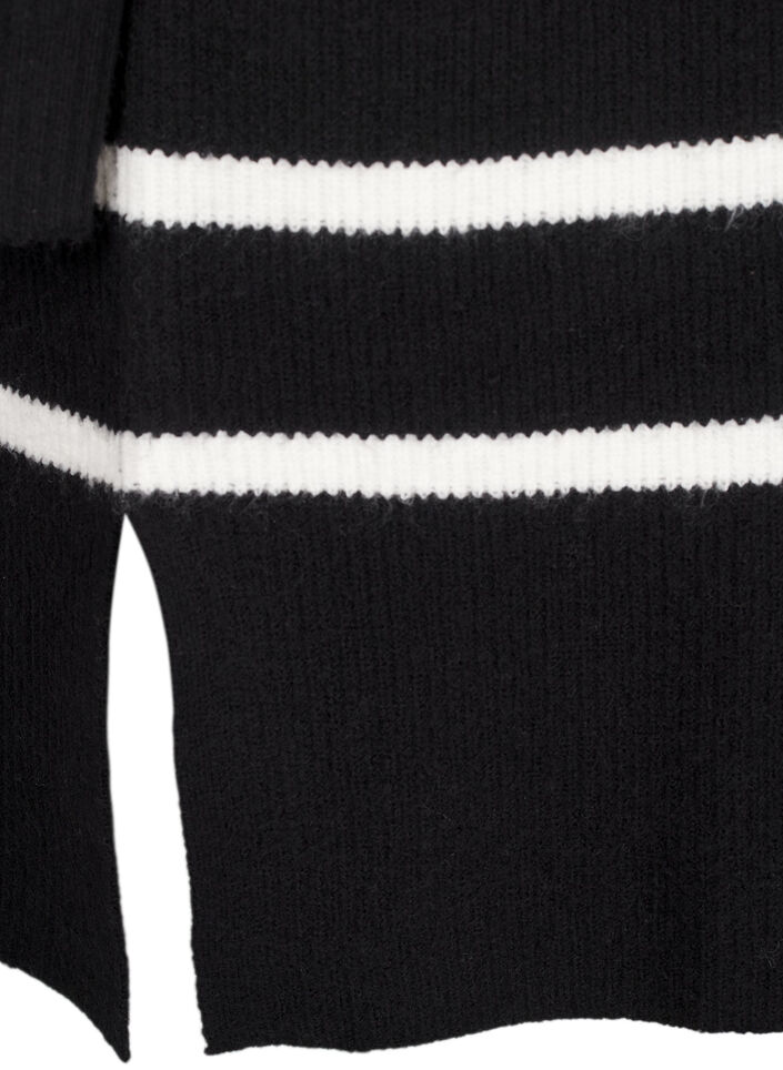 Langermet strikkekjole med striper, Black Cloud D. Comb, Packshot image number 3