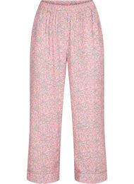 Pysjamasbukser i bomull med blomstermønster, Powder Pink