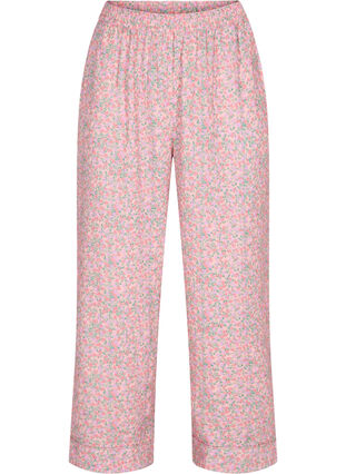 Pysjamasbukser i bomull med blomstermønster, Powder Pink, Packshot image number 0