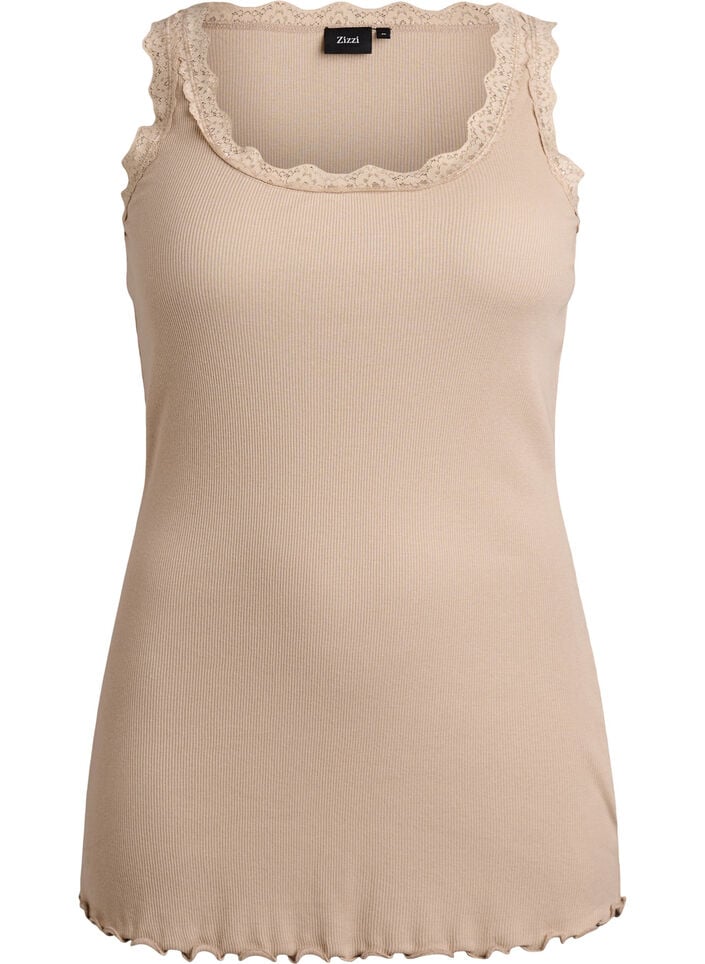 Topp med blondekant, Beige, Packshot image number 0