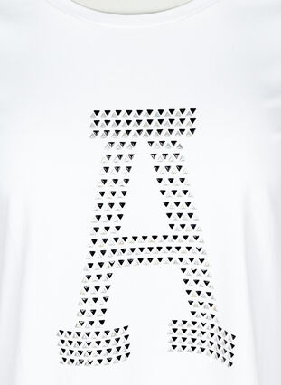 T-skjorte i bomull med nagler, Bright White, Packshot image number 2