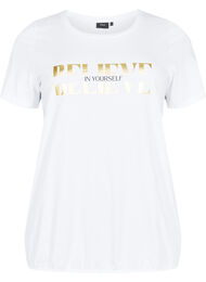 Bomullst-skjorte med folie-trykk, B. White w. Believe