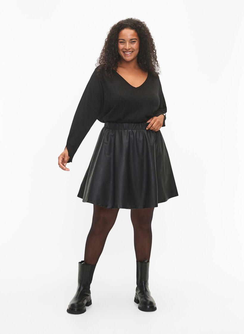  Stikket bluse i viskose med glitter, Black w. DTM Lurex, Model image number 3