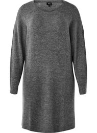 Ribbestrikket kjole med lange ermer, Dark Grey Black Mel.