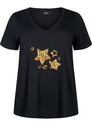 T-skjorte i bomull med paljetter, Black W. Star