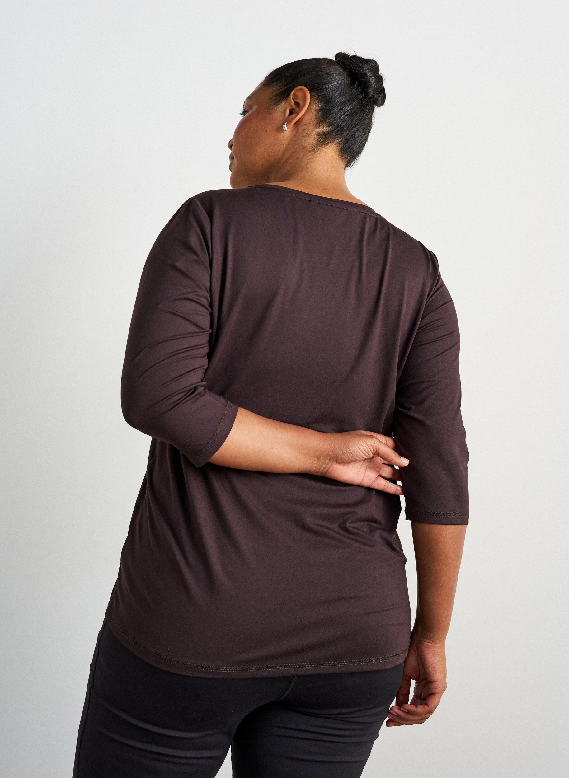 ZizziTreningsgenser med 3/4-ermer, Brown, Model image number 2
