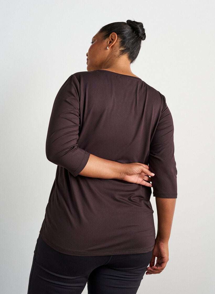 Treningsgenser med 3/4-ermer, Brown, Model image number 2
