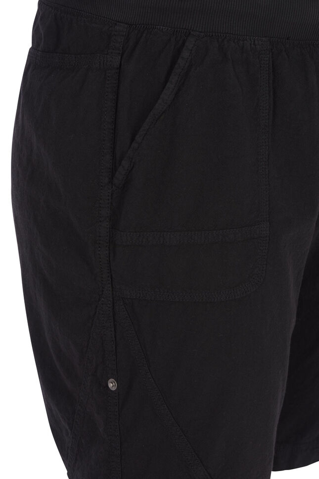 Løse shorts med lommer i bomull, Black, Packshot