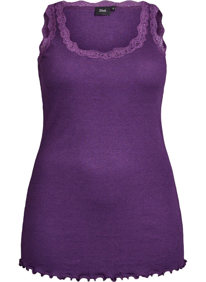 Topp med blondedetaljer, Lilla, Packshot image number 0