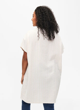 Lang stripete bomullsskjorte, White/Natrual Stripe, Model image number 1