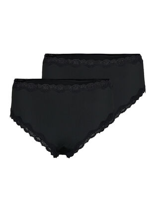 Zizzi Truse med normal høyde i livet, 2 stk., Black, Packshot image number 1