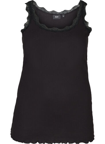 Topp med blondekant, Black, Packshot image number 0