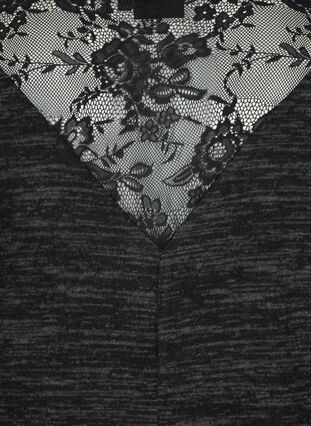 Langermet bluse med blonder, Dark Grey Melange, Packshot image number 2