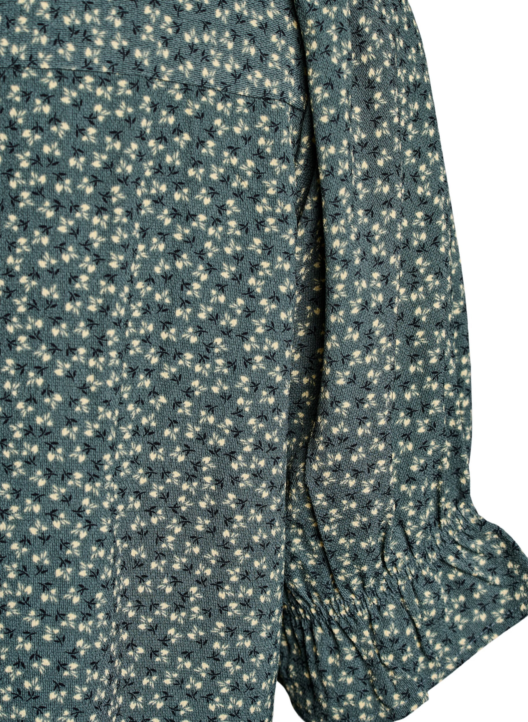 ZizziSkjortebluse med 1/2 ermer, Gr&oslash;nn, Packshot image number 3