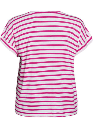 Zizzi Stripete T-skjorte med V-hals, Rosa, Packshot image number 1