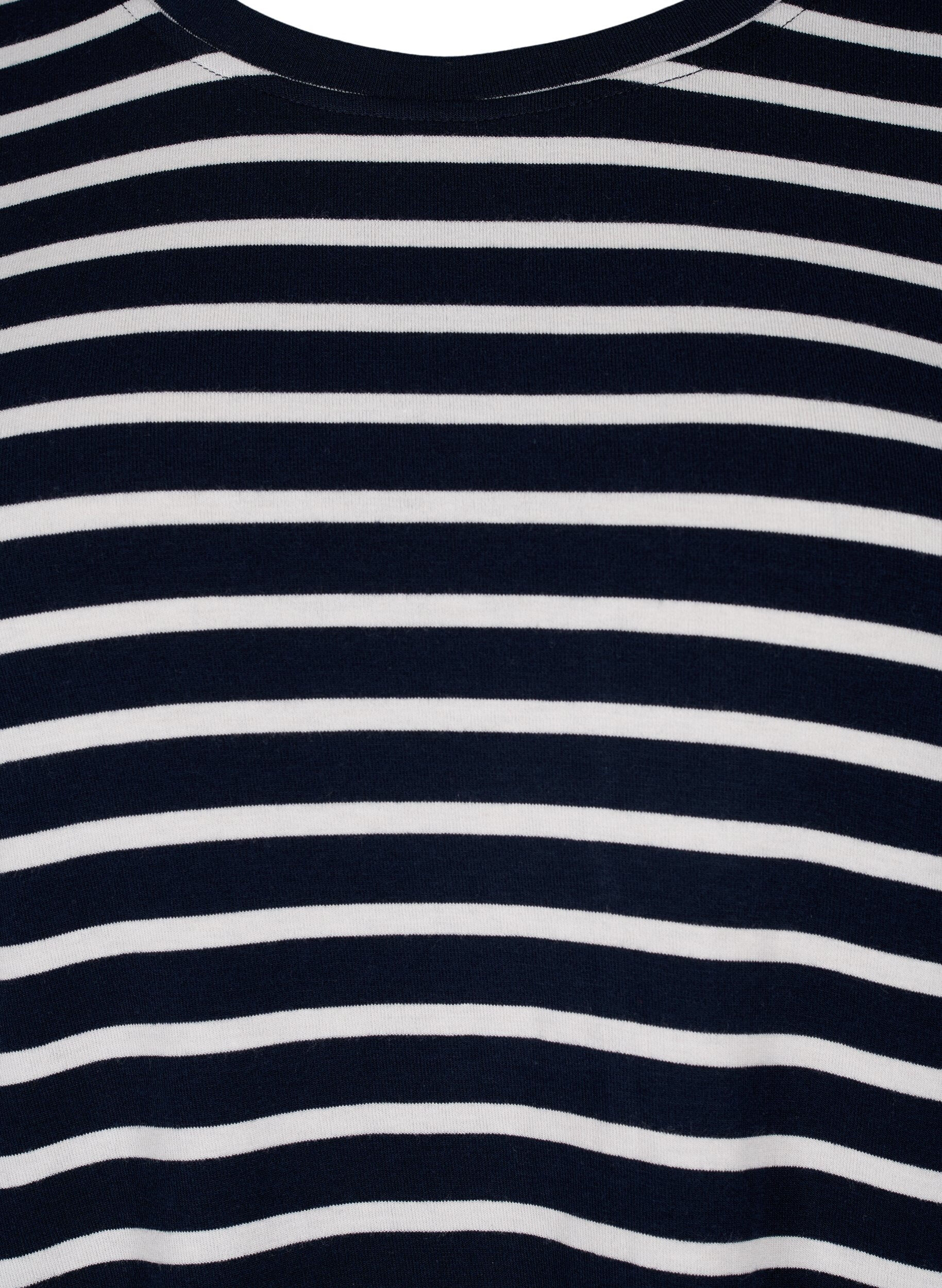Zizzi Langermet bluse med striper, Evening Blue Stripe, Packshot image number 2