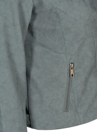 Kort jakke i imitert semsket skinn, Dark Slate, Packshot image number 3
