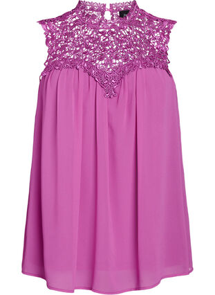 Zizzi Ermeløs festtopp med hekling, Lilla, Packshot image number 0