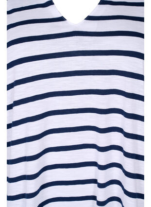 Stripete bomulls T-skjorte med V-hals, Bright White Stripe, Packshot image number 2