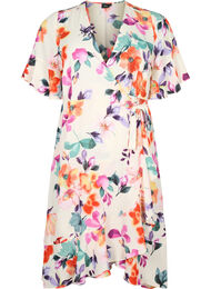 Blomstrete kjole med wrap og 3/4 ermer, Buttercream Flower