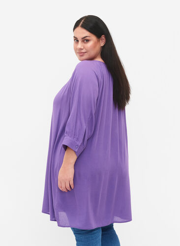 Tunika i viskose med 3/4-ermer, Deep Lavender, Model image number 1