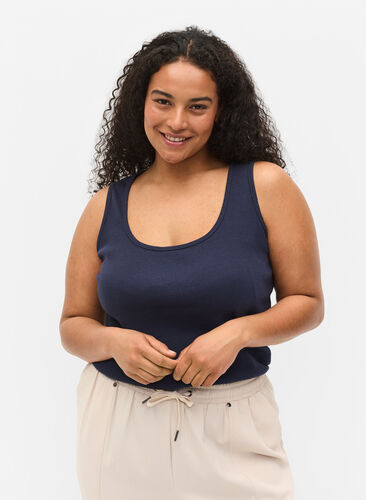 Basis tanktopp i en ribbet struktur, 2 stk., Navy B/Dubarry, Model image number 0