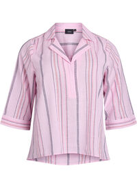 Bluse med krage og 3/4 ermer, Rosa Bluse med krage og 3/4 ermer