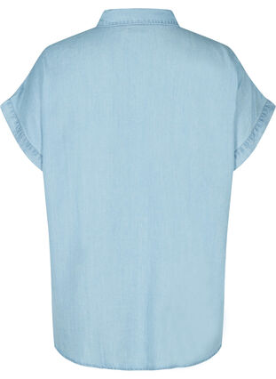 Kortermet skjorte med brystlommer, Light blue denim, Packshot image number 1