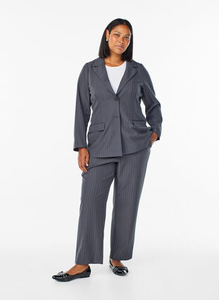 Zizzi FLASH - Blazer med lommer og splitter, Grå, Model image number 1