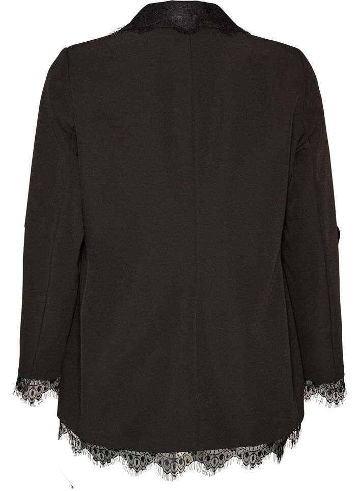 Blazer med blondedetaljer, Svart, Packshot
