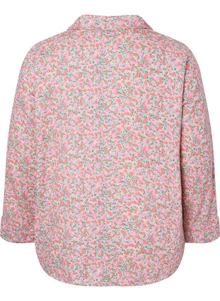 Pysjamasskjorte i bomull med blomstermønster, Powder Pink, Packshot image number 1