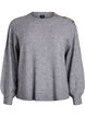 Strikket bluse med knappdetalj, Gr&aring;, Packshot image number 0
