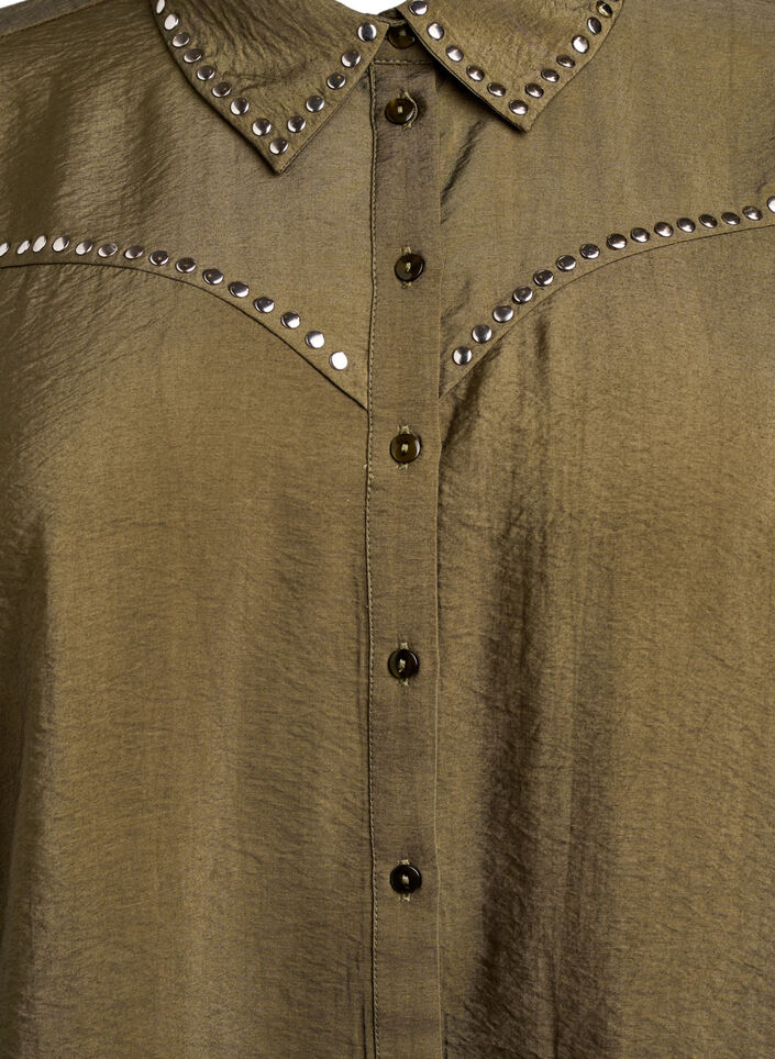 Skjorte med nagler, Dark Olive, Packshot
